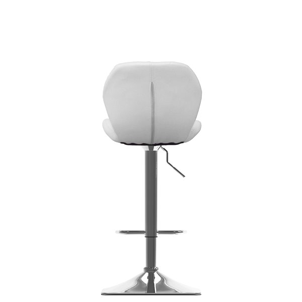 CorLiving White Diamond Tufted Bonded Leather Adjustable Bar Stool (Set of 2)