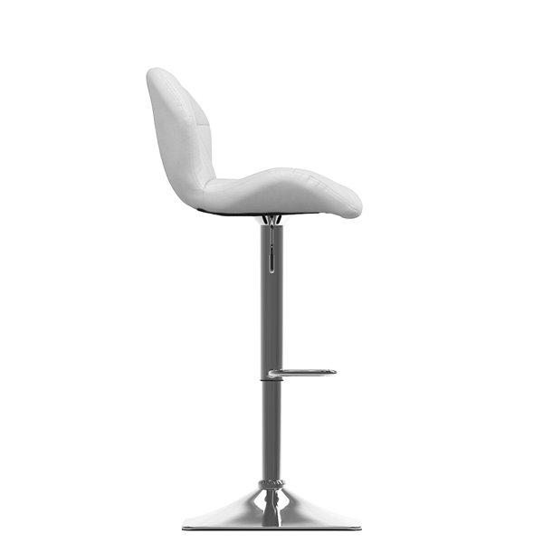 CorLiving White Diamond Tufted Bonded Leather Adjustable Bar Stool (Set of 2)