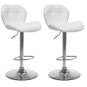 Tabourets ajustables en cuir lié CorLiving, blanc, 2 mcx