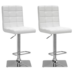 Tabourets ajustables en cuir lié CorLiving, blanc, 2 mcx