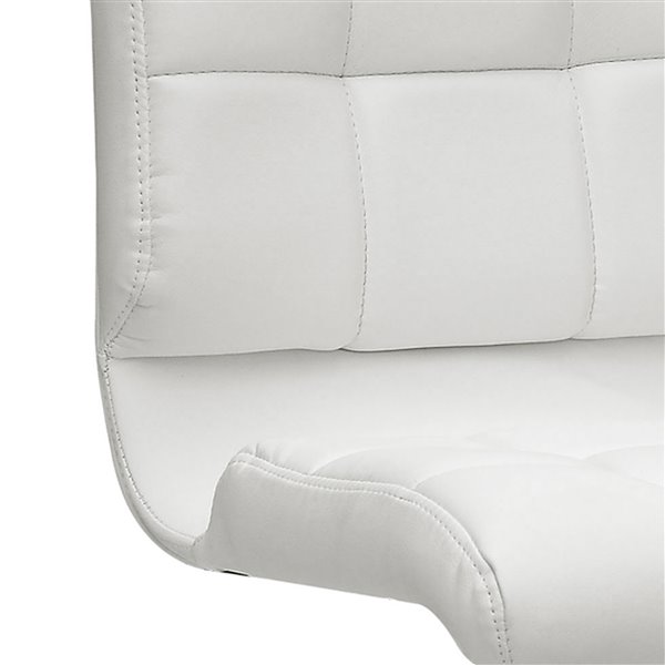 CorLiving White Square Tufted Bonded Leather Adjustable Bar Stool (Set of 2)