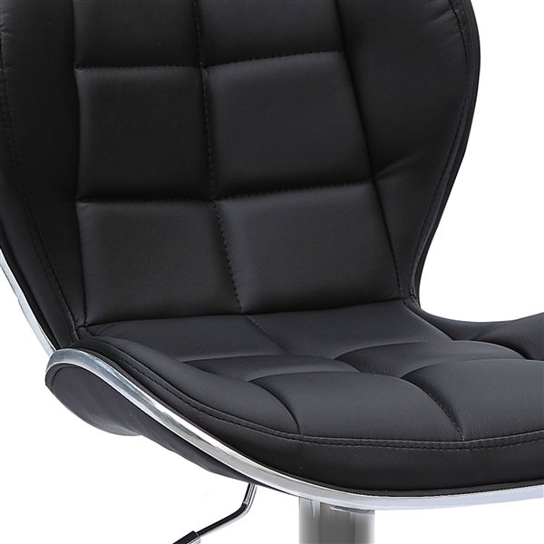 CorLiving Black Square Tufted Bonded Leather Adjustable Bar Stool (Set of 2)