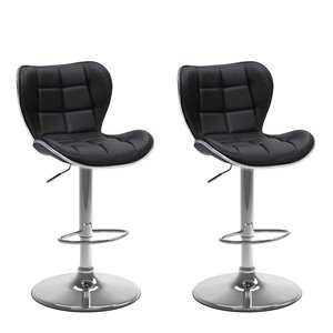 Tabourets ajustables en cuir lié CorLiving, noir, 2 mcx