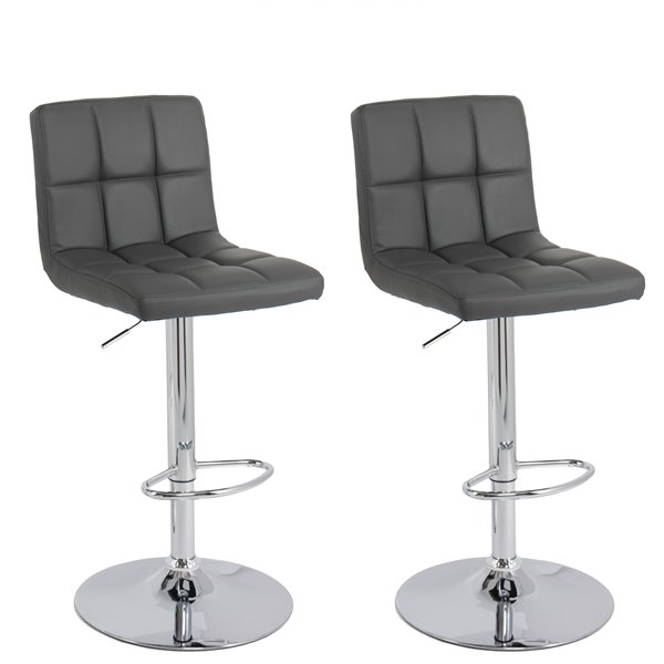 Corliving Dark Grey Square Tufted, Tufted Leather Bar Stools