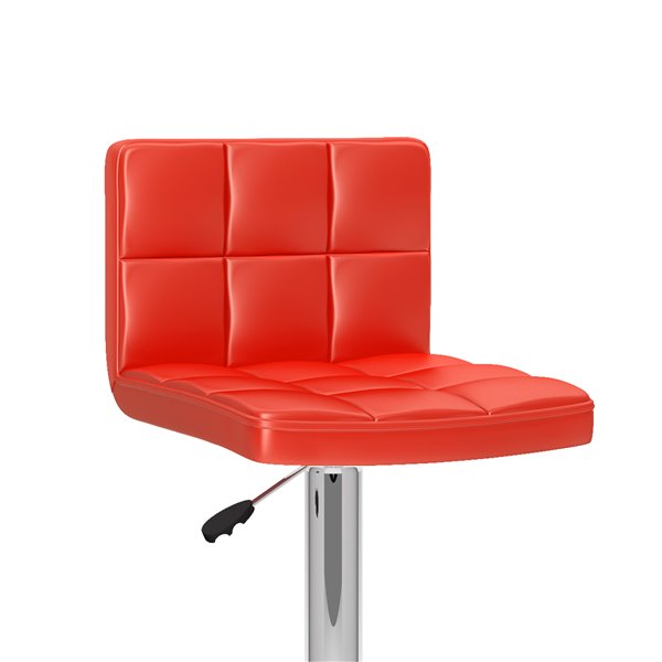 CorLiving Red Square Tufted Leatherette Adjustable Bar Stool (Set of 2)