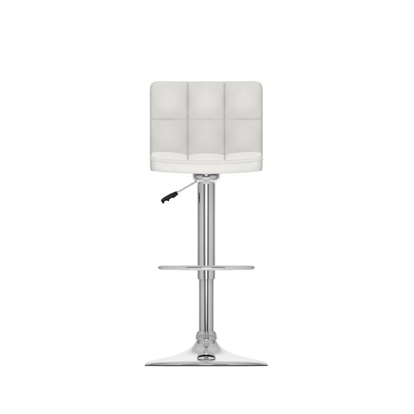 CorLiving White Square Tufted Leatherette Adjustable Bar Stool (Set of 2)