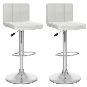 Tabouret carré en similicuir Corliving, blanc, ensemble de 2