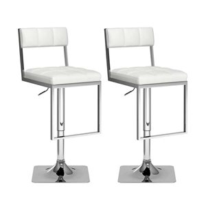 CorLiving Adjustable (25in - 33in) Tufted White Faux Leather Barstool (Set of 2)