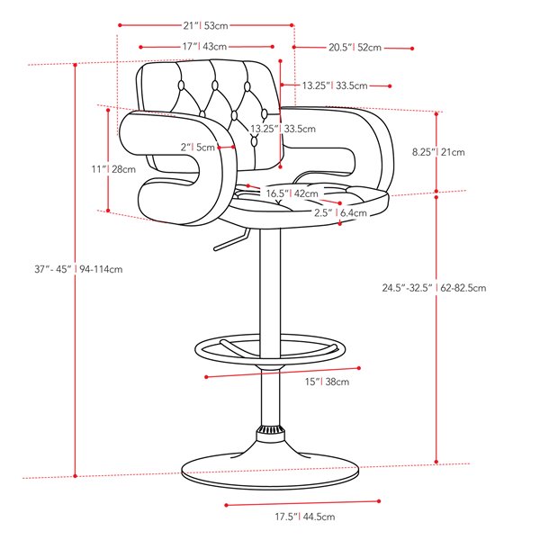 CorLiving Dark Grey Button Tufted Bonded Leather Bar Stool with Armrests (Set of 2)