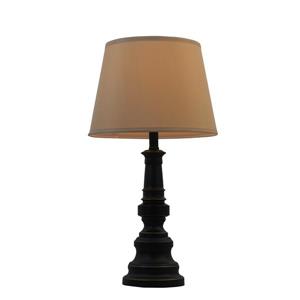 P.W. Design Vista 25-in with Black Base and Cream Fabric Shade Table Lamp