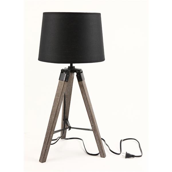 P W Design Tanya 25 6 In Black Fabric, Black Tripod Table Lamp With White Shade