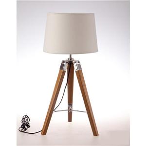 Lampe de table trépied Tanya, abat-jour tissu crème, 25,6"