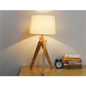 Lampe de table trépied Baja, abat-jour tissu taupe, 24,8"