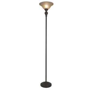P.W. Design Orleans Torchiere 71.25-in Black with Plastic Shade Floor Lamp