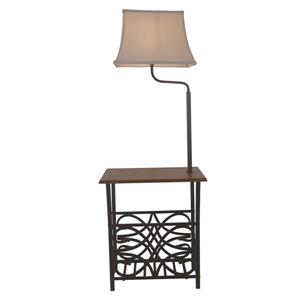 Lampe sur table d'appoint Leo, abat-jour tissu blanc cassé