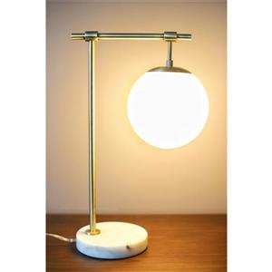 Lampe de table Lotus, abat-jour en verre, base en marbre
