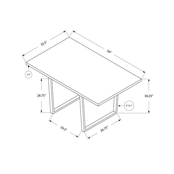 Monarch 59-in x 30.25-in Metal Grey Dining Table