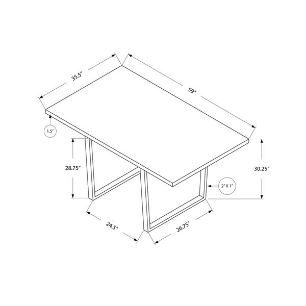 Table de cuisine Monarch, 59" x 30.25", métal, blanc