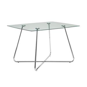 Monarch 47.75-in x 37.75-in x 30-in Metal Glass Dining Table