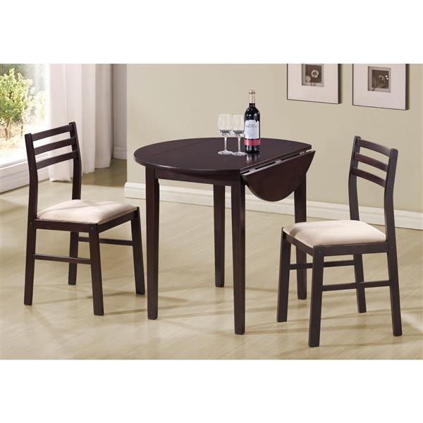 Monarch  Cappuccino 3 Piece Polyester Dining Set