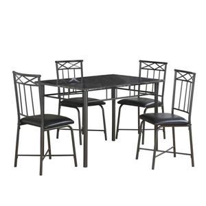 Monarch  Gray Marble 5 Piece Charcoal Dining Set