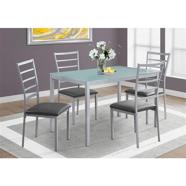 Monarch  Silver 5 Piece Tempered Glass Dining Set