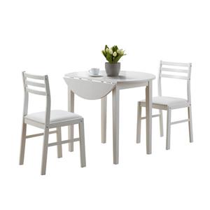 Ens. salle à manger Monarch, bois, blanc, 3 morceaux