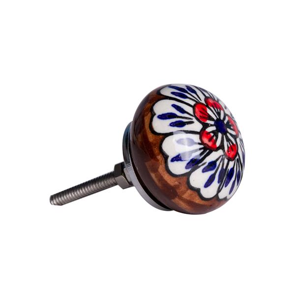 Natural by Lifestyle Brands Handpainted White/Blue/Brown/Red Ceramic Knobs (12 Pack)