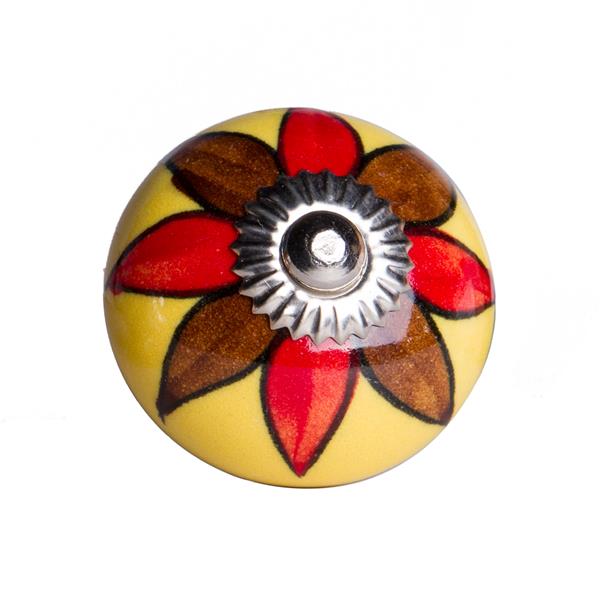 Natural by Lifestyle Brands Handpainted Yellow/Brown/Red Ceramic Knobs (12 Pack)