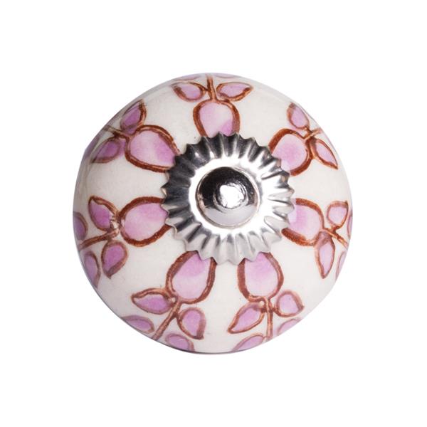 Natural by Lifestyle Brands Handpainted White/Pink/Burgundy Ceramic Knobs (12 Pack)