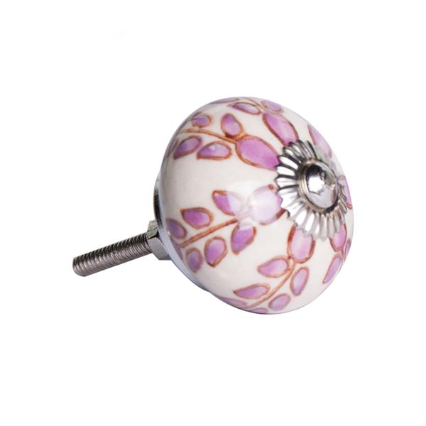 Natural by Lifestyle Brands Handpainted White/Pink/Burgundy Ceramic Knobs (12 Pack)