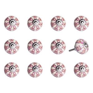 Natural by Lifestyle Brands Handpainted White/Pink/Burgundy Ceramic Knobs (12 Pack)