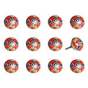 Natural by Lifestyle Brands Handpainted Orange/Yellow/Blue Ceramic Knobs (12 Pack)