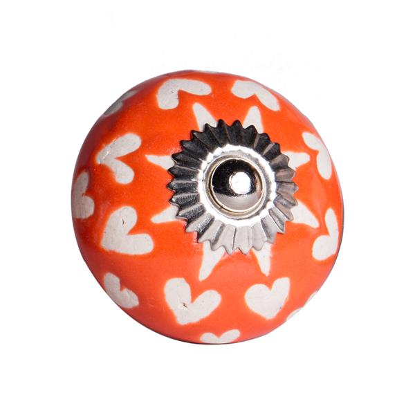 Natural by Lifestyle Brands Handpainted Orange/White/Silver Ceramic Knobs (12 Pack)