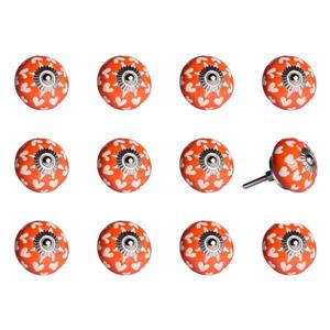 Natural by Lifestyle Brands Handpainted Orange/White/Silver Ceramic Knobs (12 Pack)