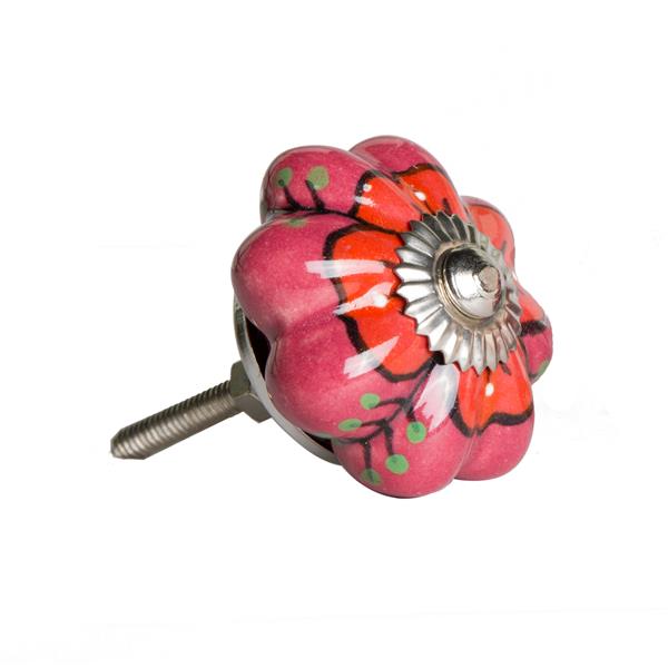 Natural by Lifestyle Brands Handpainted Pink/Red Ceramic Knobs (12 Pack)