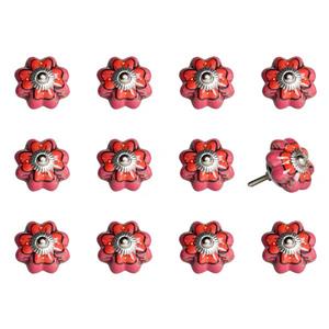 Natural by Lifestyle Brands Handpainted Pink/Red Ceramic Knobs (12 Pack)