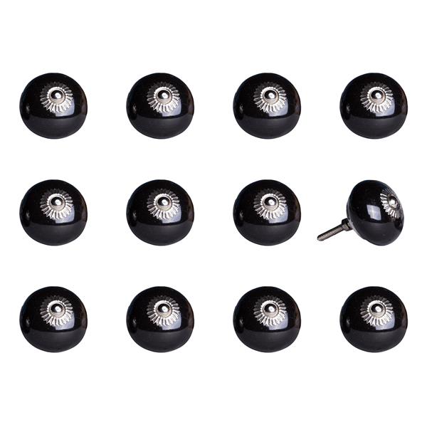 Natural by Lifestyle Brands Handpainted Black Ceramic Knobs (12 Pack)