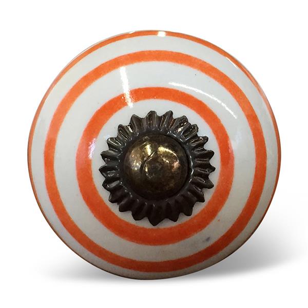 Natural by Lifestyle Brands Handpainted Ceramic Knobs 12 PK Orange/White