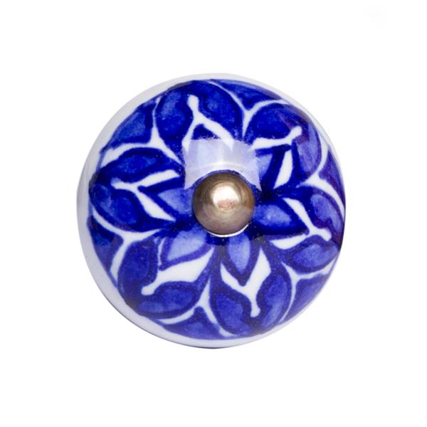 Natural by Lifestyle Brands Handpainted Blue/White Ceramic Knobs (12 Pack)