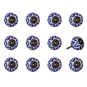 Natural by Lifestyle Brands Handpainted Blue/White Ceramic Knobs (12 Pack)