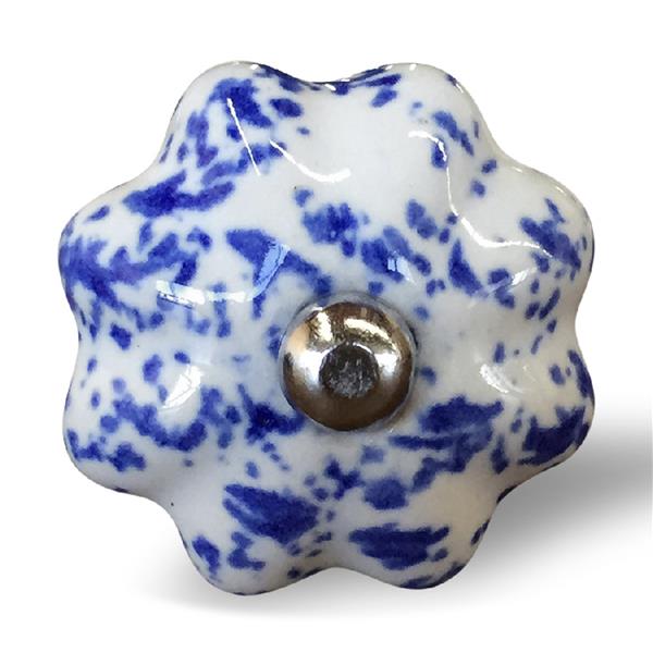 Natural by Lifestyle Brands Handpainted Blue/White Ceramic Knobs (12 Pack)