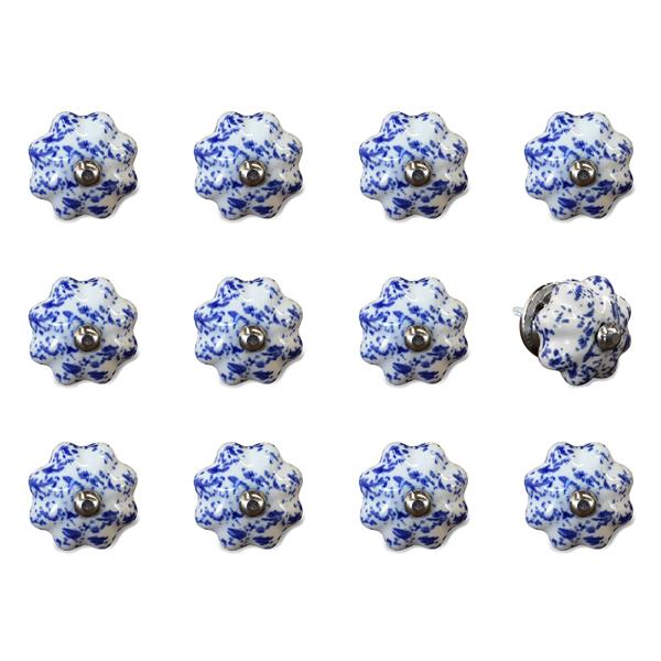 Natural by Lifestyle Brands Handpainted Blue/White Ceramic Knobs (12 Pack)