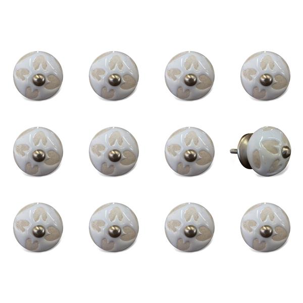 Natural by Lifestyle Brands Handpainted Pink/White/Gold Ceramic Knobs (12 Pack)