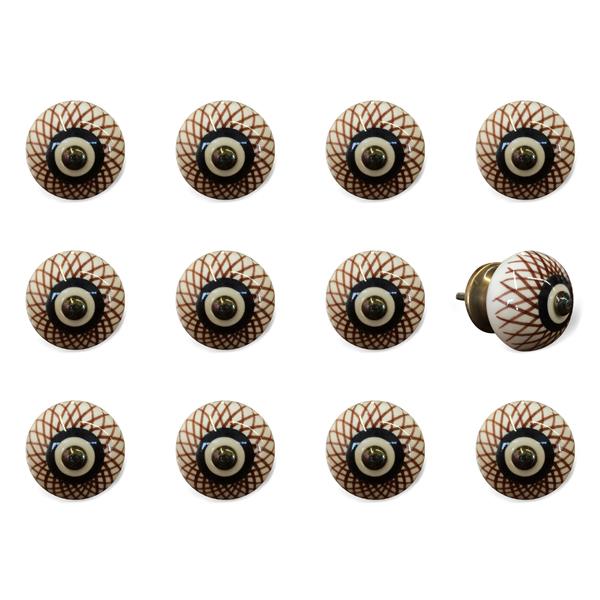 Natural by Lifestyle Brands Handpainted Beige Ceramic Knobs (12 Pack)