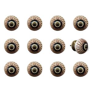 Natural by Lifestyle Brands Handpainted Beige Ceramic Knobs (12 Pack)