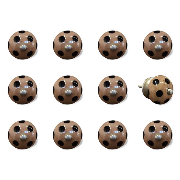 Natural by Lifestyle Brands Handpainted Brown/Black Ceramic Knobs (12 Pack)