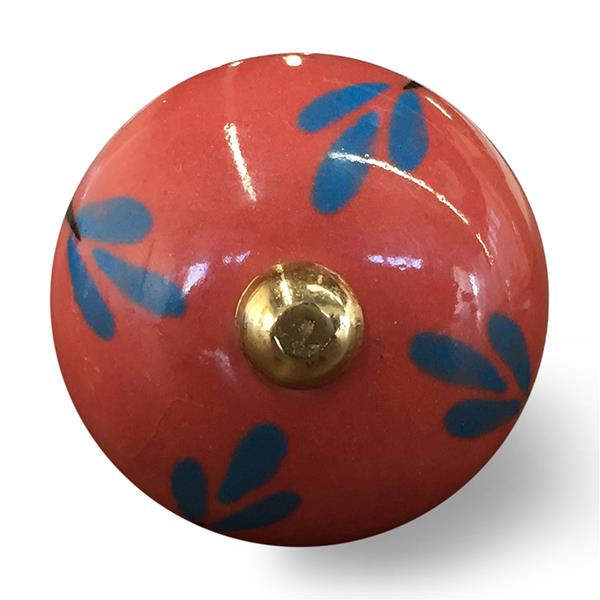 Natural by Lifestyle Brands Handpainted Red/Blue/Gold Ceramic Knobs (12 Pack)