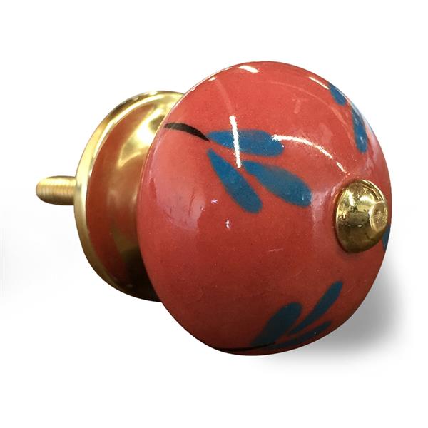 Natural by Lifestyle Brands Handpainted Red/Blue/Gold Ceramic Knobs (12 Pack)