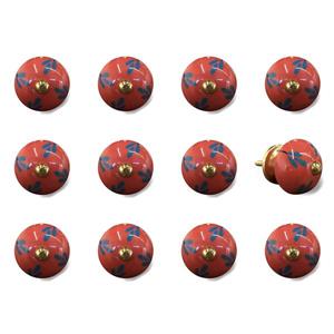 Natural by Lifestyle Brands Handpainted Red/Blue/Gold Ceramic Knobs (12 Pack)